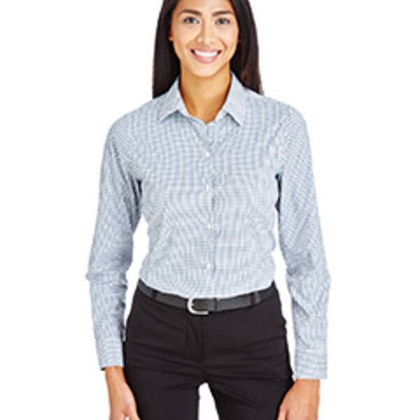 CrownLux Performance® Ladies' Micro Windowpane Woven Shirt Thumbnail