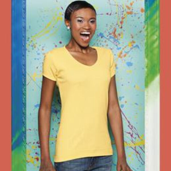 District® - Juniors 1x1 Rib V-Neck Tee. DT234V  Thumbnail